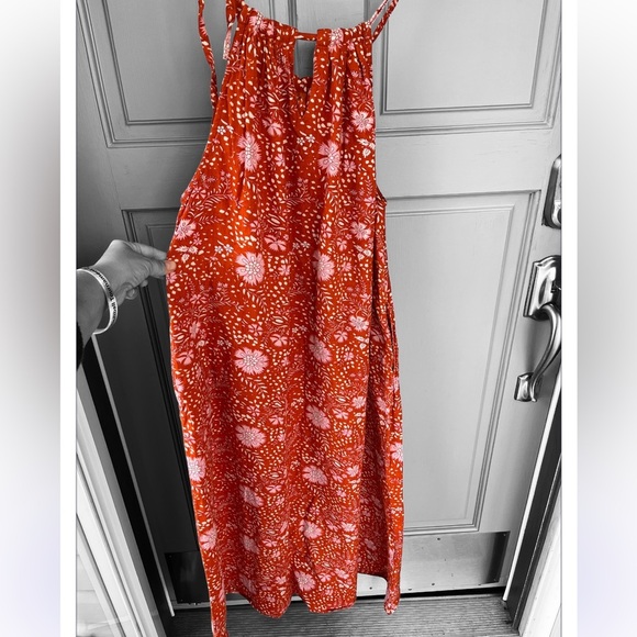 World Market Estrella Floral Dot Fall Orange Maxi Swing Dress Women’s Size S/M - Picture 10 of 13
